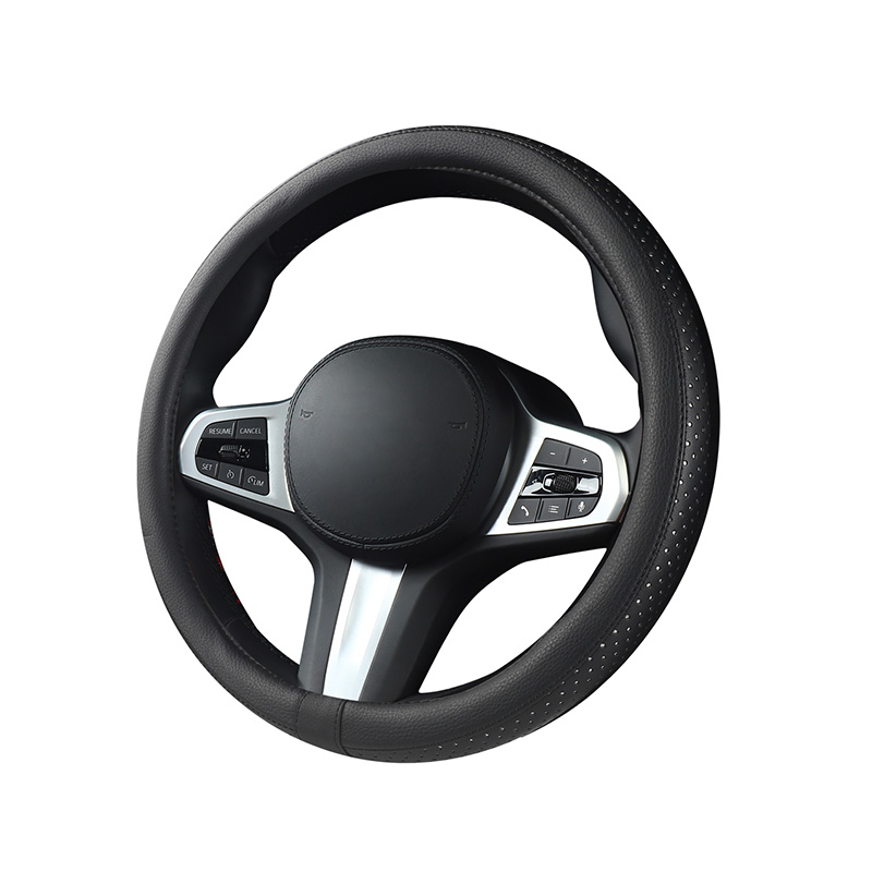 YY-D001 Soft Imitation Leather Half-Wrap O-Shaped Steering Wheel Cover With Breathable Holes