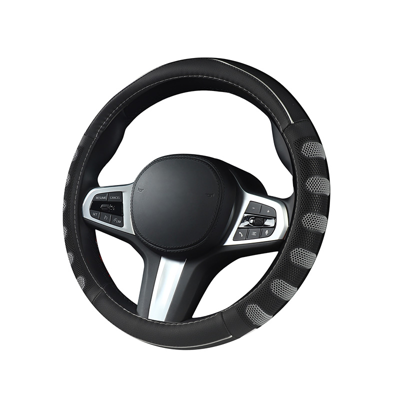 YY-D004 Gray Black Simple High-End Hollow Mesh Breathable Steering Wheel Cover